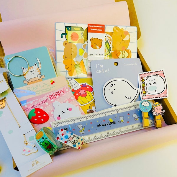 Kawaii stationery, letterbox gift box, Birthday Gift, Christmas Gift,  Anniversary’s Gift, Friend gift,  surprise gift, cute stickers