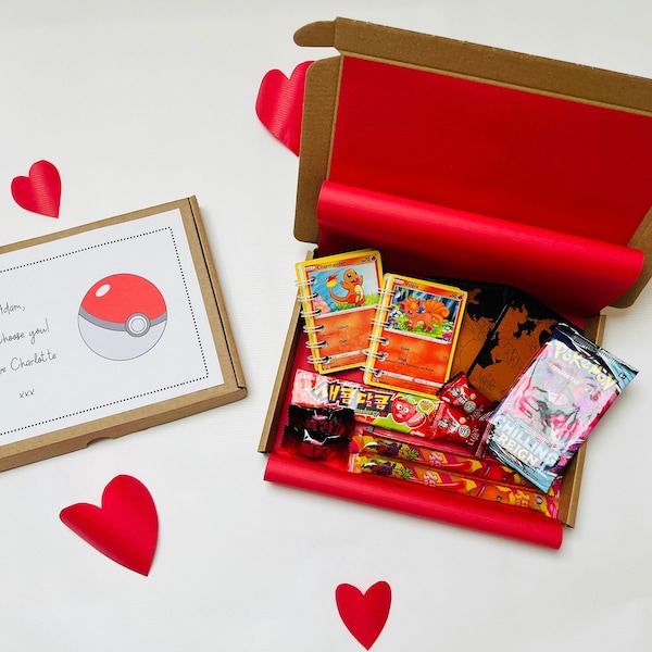 Pokémon Gift Box, includes a pack of cards! Anniversary gift, Birthday Gift, Christmas Gift, Surprise Gift. Thoughtful Letterbox Present