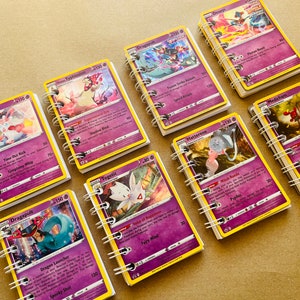 Cahier/carnet de poche holographique rare cartes Pokémon brillants psychiques/fantômes. Idéal pour un cadeau, un rembourrage de bas de Noël, un sac de fête.