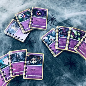 Caderno/bolso de cartas Pokémon do tipo fantasma/psíquico de Halloween, presente de Halloween, presente de gostosuras ou travessuras