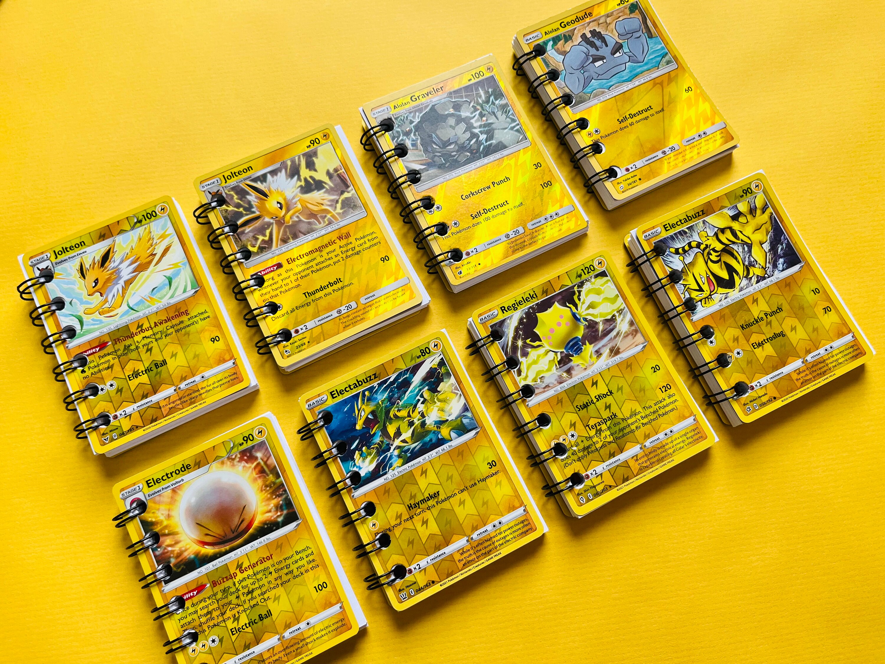 REVERSE HOLO Electric type Shiny Pokémon card notebook/pocketbook. Ideal for gift, stocking filler, party bags.