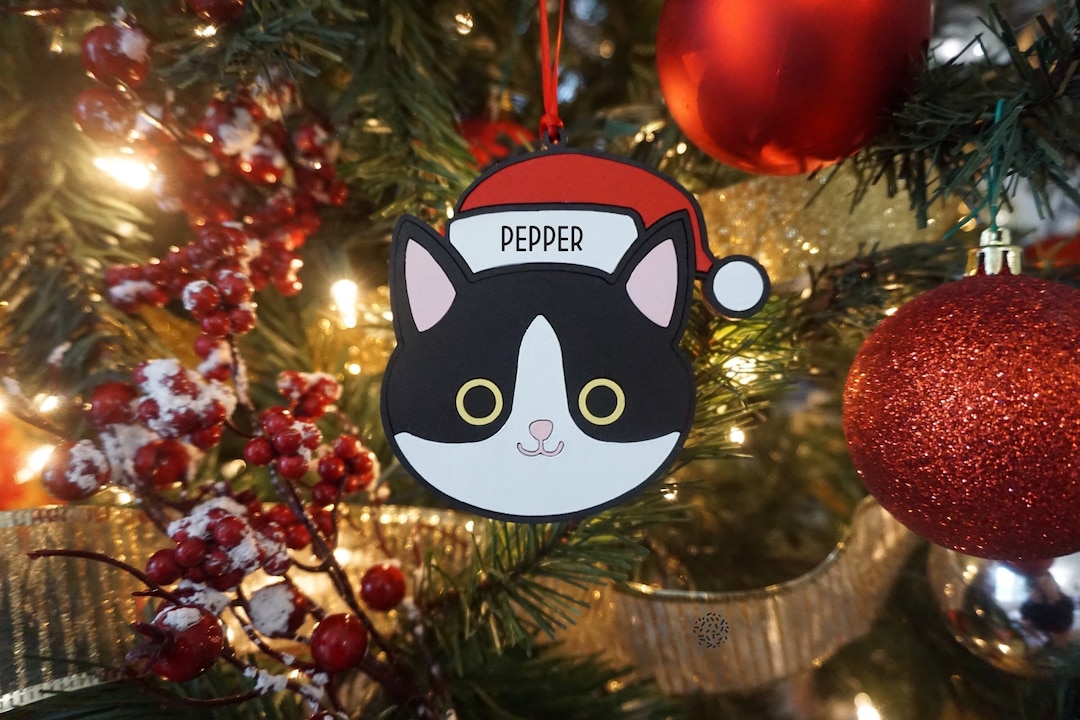 Personalized Black Tuxedo Cat Ornament – Custom Name Holiday Keepsake ...