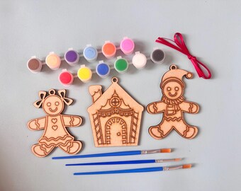 DIY Paint Your Own Gingerbread Ornaments Kit | Christmas Craft Kit | Kids Activity | Make Your Own Christmas Decor