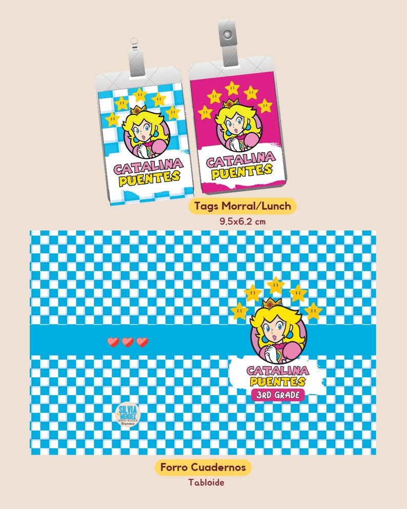 PRINCESS PEACH School Labels - Notebook Cover | Tags | Notebook Lining ...