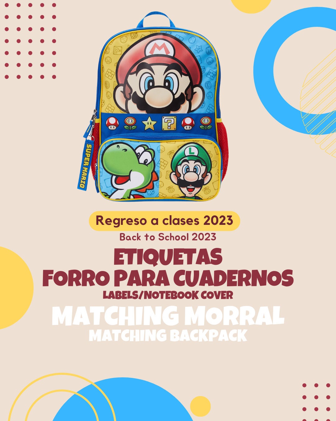 MARIO LUIGI BROS School Labels Notebook Cover Tags Notebook Lining Backpack Lunch Tags Printables Etsy