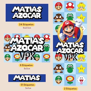 Étiquettes scolaires SUPER MARIO BROS - Couverture de carnet | Balises | Doublure de carnet | Étiquettes sac à dos / déjeuner | Imprimables