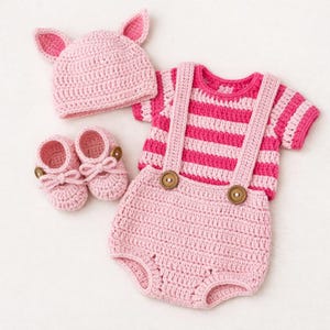 Mönster för virkad babyoutfit till Nasse | Randig sparkdräkt, mössa, tossor (digital nedladdning)