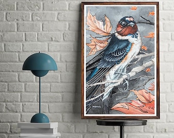 Swallow art Print, Swallow art print - Wall deco Art Print - High Quality Print poster - Perfect gift for a friend or love one( Not Framed )