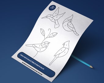 Stained Glass Bird Bundle 2, Digital Template/ Pattern