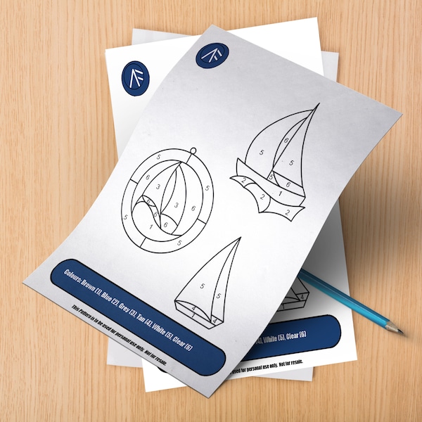 Stained Glass Sail Boat Bundle, Digital Template/ Pattern