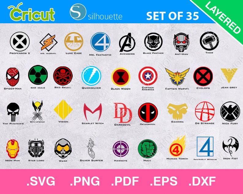 Download Super Hero 91 SVG Bundle Marvel and DC Super Hero Logo and ...