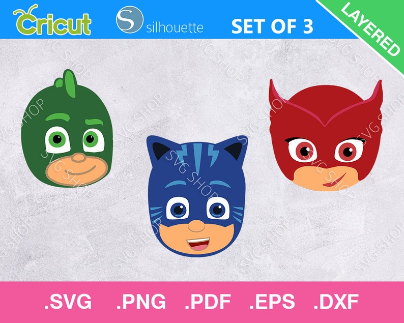 Download PJ Masks Set of 3 SVG Catboy Gekko Owlette SVG Pj Masks | Etsy