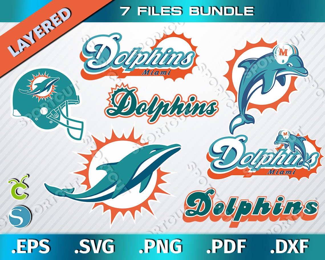 Miami Dolphins 7 SVG Set, Miami Dolphins PNG, Football for Cutting Ma…