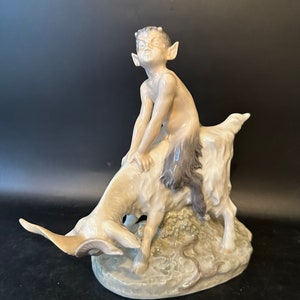 Danish Royal Copenhagen Figure of Satyr Pan on Goat. 737. 8 1/4&quot;. 1969-1973