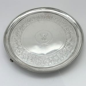 Footed Salver Tray. English Sterling Silver. London 1781 Hallmark. 8 1/2&quot;