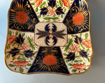 English Coalport Crab Claw Imari. Square Serving Dish. Early 19th Century. 8"