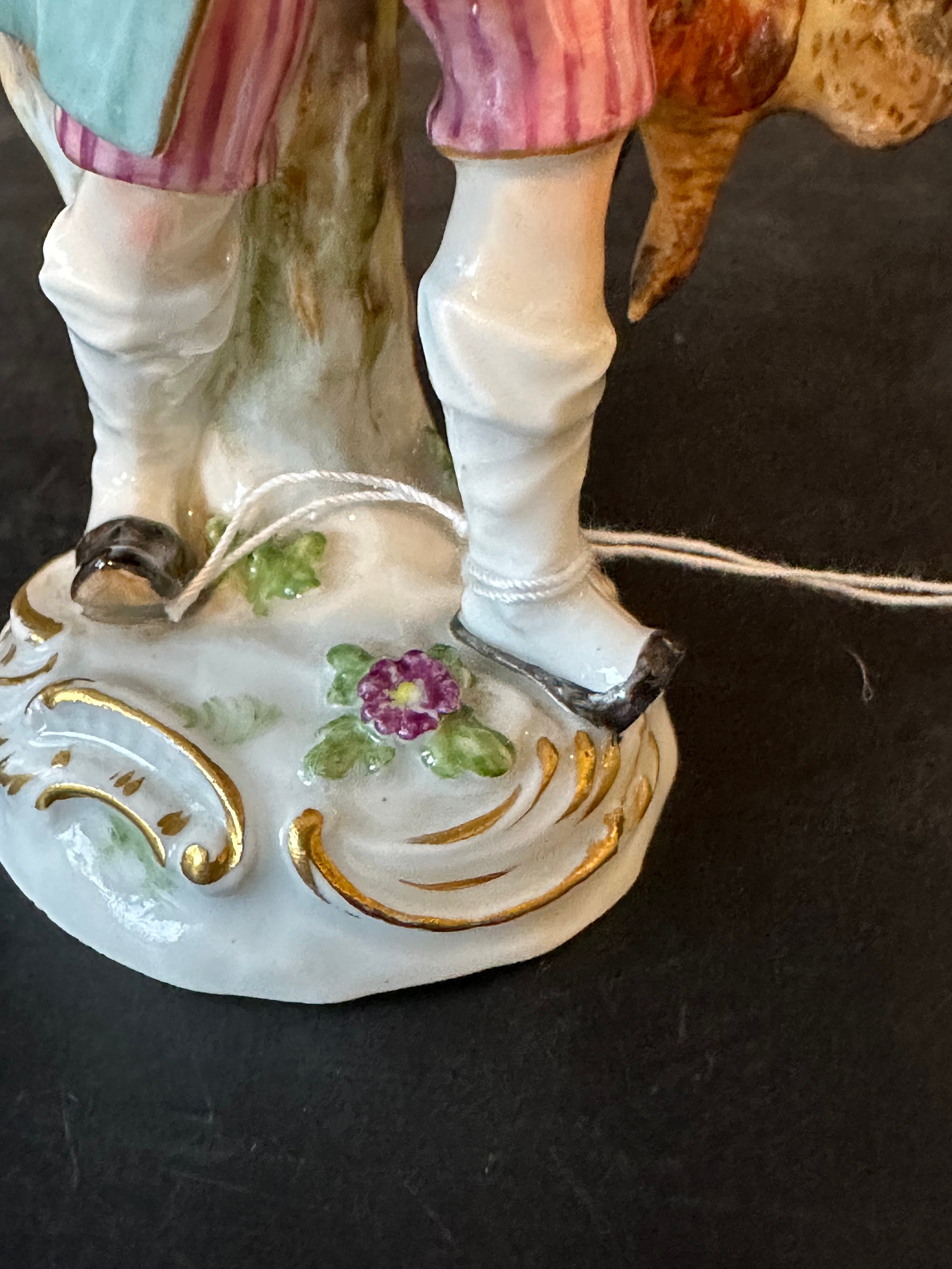 Figurine enfant et agneau berger Meissen ornement poupée