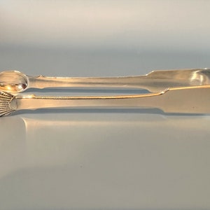 Georgian Period Scottish Sterling Silver Sugar Tongs. Shell Tips. Edinburgh 1823
