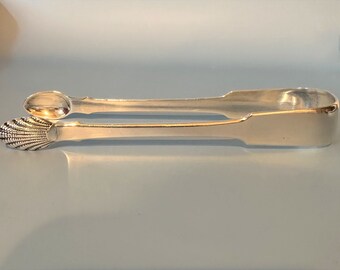 Georgian Period Scottish Sterling Silver Sugar Tongs. Shell Tips. Edinburgh 1823