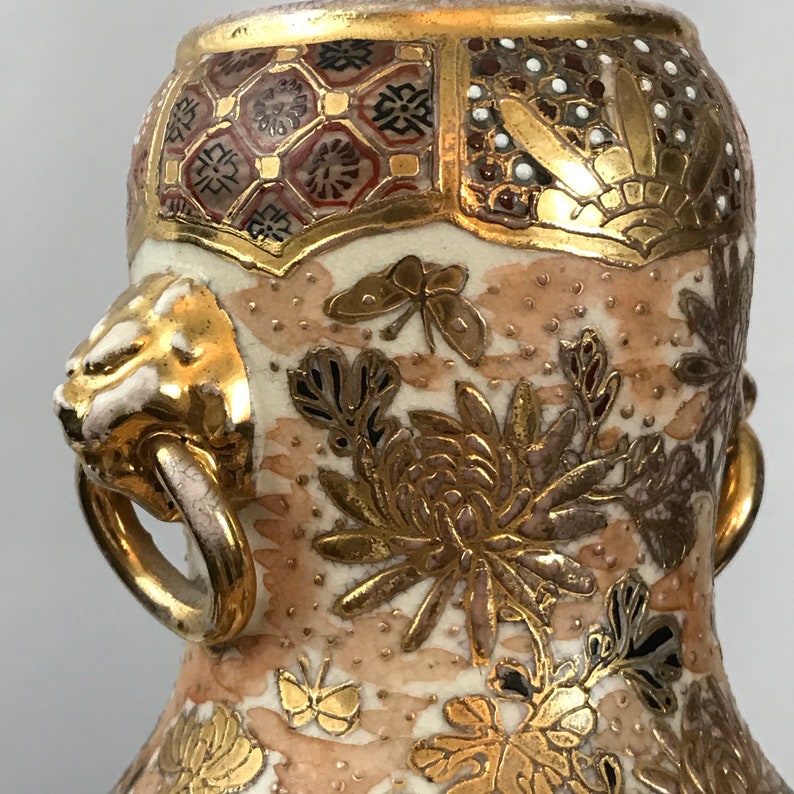 Pair of Japanese Satsuma Vases. Circa 1890. 8-1/2 Height image 6