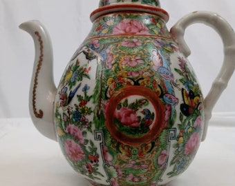 19th Century Chinese Rose Canton Teapot.