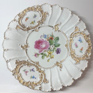 German Meissen Porcelain Cabinet Plate. Floral. Crossed Swords. 11 1/2&quot;