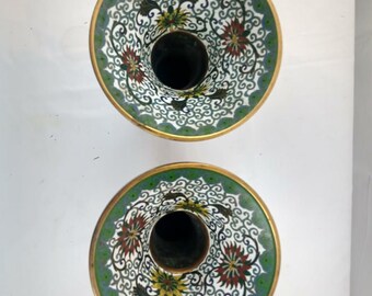 20 世紀中国製、GU 形の七宝焼き花瓶 2 個、Lao Tian Li 作。 - Etsy 日本
