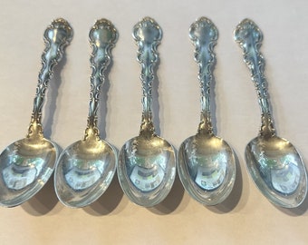 Five Sterling Silver Teaspoons Gorham Strasbourg. No Monogram