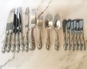 Wallace Sterling Silver Flatware Service for Six. Lucerne Pattern. No Monogram.