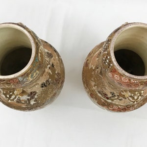 Pair of Japanese Satsuma Vases. Circa 1890. 8-1/2 Height image 3