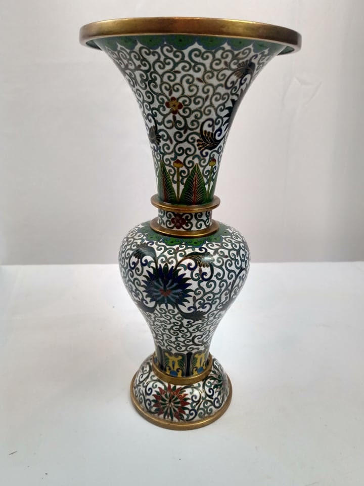 20 世紀中国製、GU 形の七宝焼き花瓶 2 個、Lao Tian Li 作。 - Etsy 日本