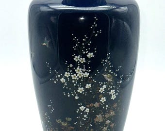 RESERVED - Japanese Meiji era cloisonne vase, flowering tree
