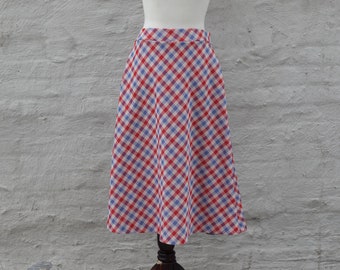 VINTAGE 1970s Check Midi Skirt - Size M