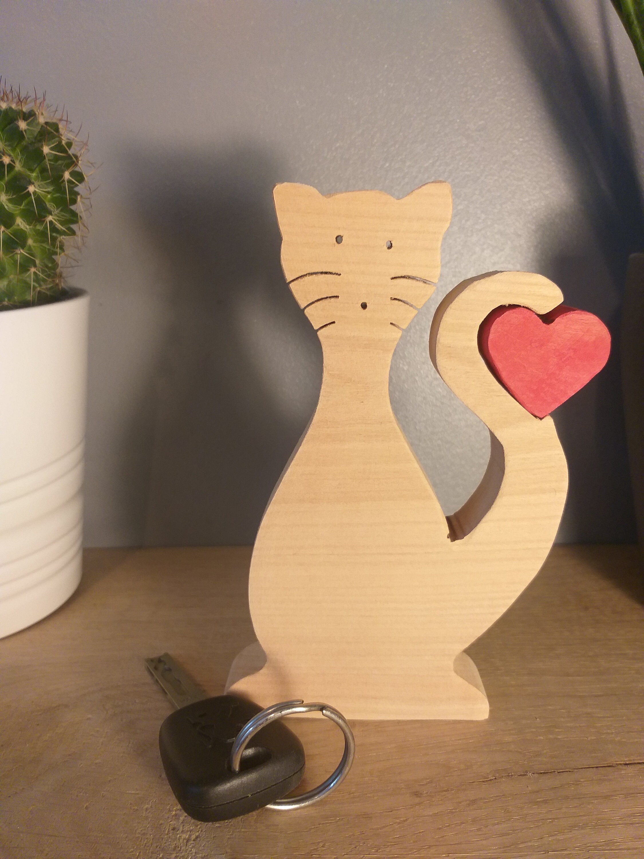 Gato de madera de cerezo. Juguete para niños Decoración. | Etsy