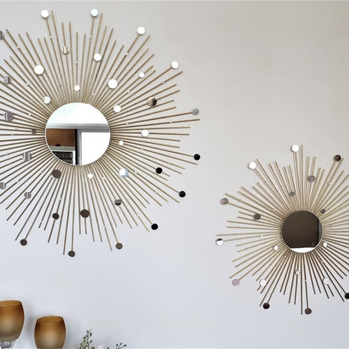 Wall Mirror 28 Silver Spoked Sunburst Wall Accent Etsy