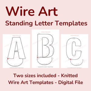 Plantillas de letras de pie: tamaños pequeños y grandes incluidos. Plantillas imprimibles para tejer con alambre. Arte con tricotina. Descarga digital instantánea.