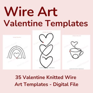 Paquete de 35 patrones de alambre para San Valentín. Plantillas imprimibles para alambre. Arte con tricotina. Descarga digital instantánea.