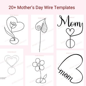 20 Mother's Day Knitted Wire Patterns. Printable Templates for Knitted Wire. Tricotin Art. Instant Digital Download. image 4