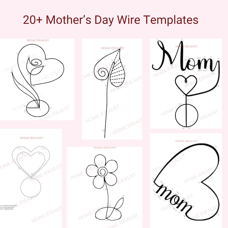 20 Mother's Day Knitted Wire Patterns. Printable Templates for Knitted Wire. Tricotin Art. Instant Digital Download. image 4