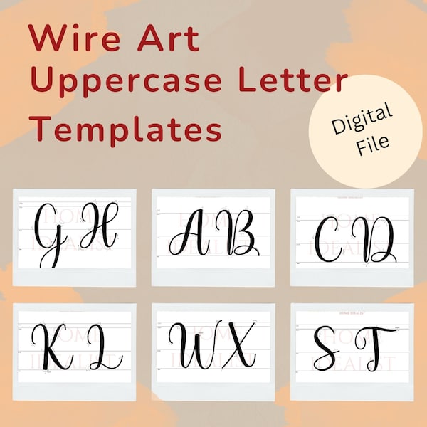 Großbuchstaben Muster für Wire Art. Draht-Namen-Muster, Großbuchstaben. PDF Drahtbrief Muster. Personalisiertes Namensschild.