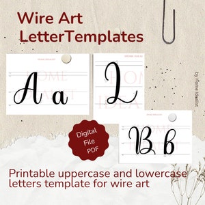 Wire Uppercase and Lowercase Alphabets. PDF wire letter pattern. Printable template for wire art.