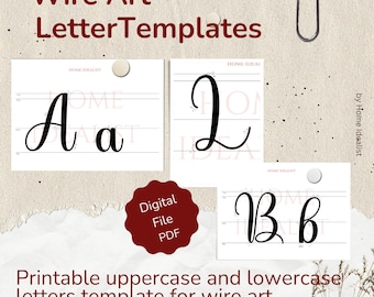 May include: Printable wire art letter templates for the letters A, L, and B. The templates include both uppercase and lowercase letters. The templates are digital files in PDF format.
