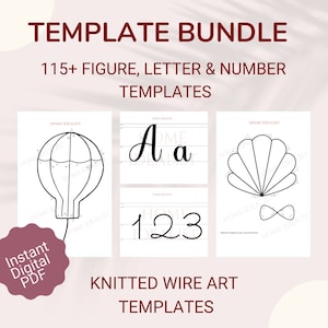 Knitted Wire Art Template Bundle - Uppercase & Lowercase Letters and 115+ Figures. Instant Digital PDF Download.