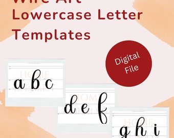 Modèle de lettre minuscule pour fil Art. Modèles de nom de fil, alphabets minuscules. Modèle de lettre de fil PDF. Signe de nom personnalisé bricolage.