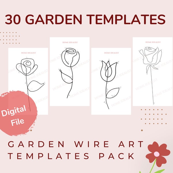 30 Garten, Herbst Wire Art Vorlagen, Drahtbiegefigur Muster, Sofortiger digitaler PDF-Download