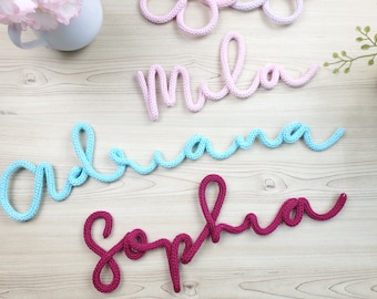 Knitted Wire Name, Words. Custom Name Sign. Wall Names. Nursery Room Decor