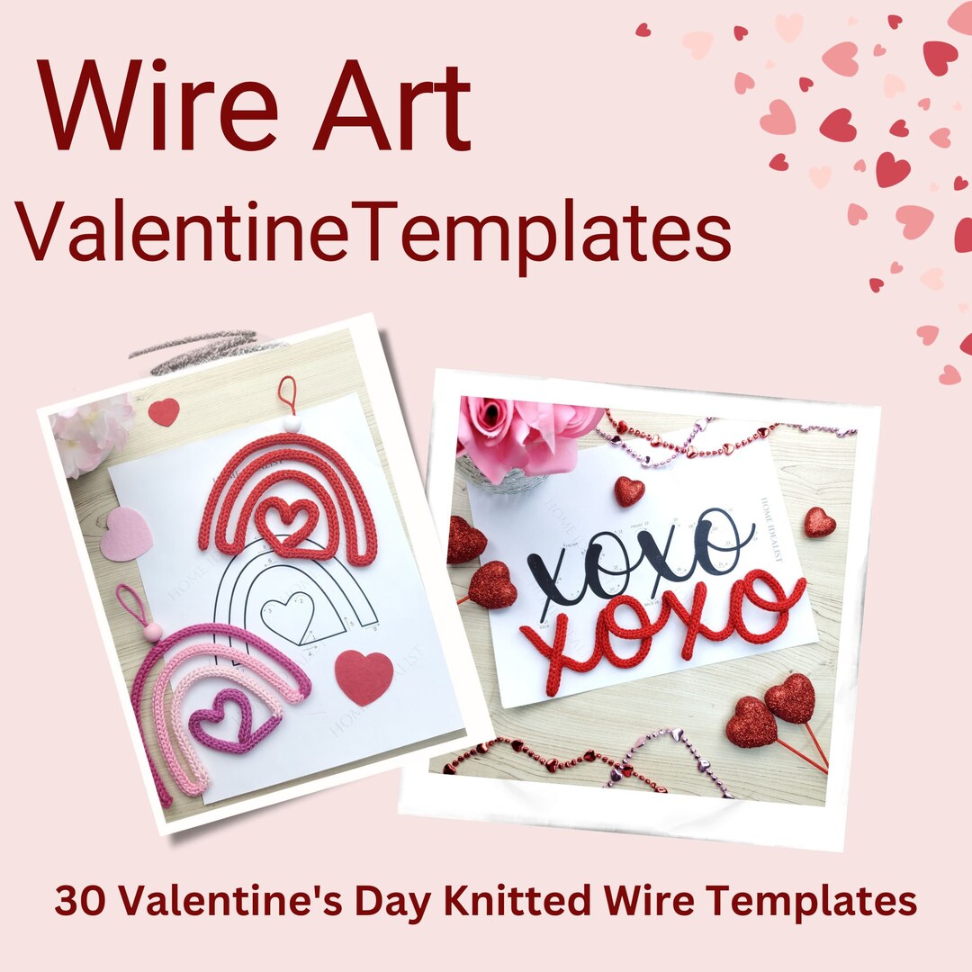 30 Valentine's Day Knitted Wire Patterns Bundle. Printable Templates ...