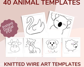 40 plantillas de arte de alambre animal, patrones de figuras de doblado de alambre, descarga instantánea de PDF digital