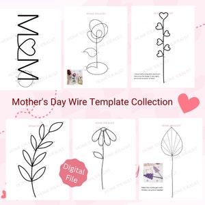 20 Mother's Day Knitted Wire Patterns. Printable Templates for Knitted Wire. Tricotin Art. Instant Digital Download. image 2
