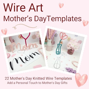 20 Mother's Day Knitted Wire Patterns. Printable Templates for Knitted Wire. Tricotin Art. Instant Digital Download. image 1